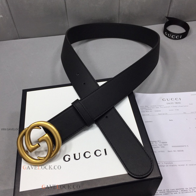Gucci Classic Men's Belt Soft Leather w Gold GG Buckle